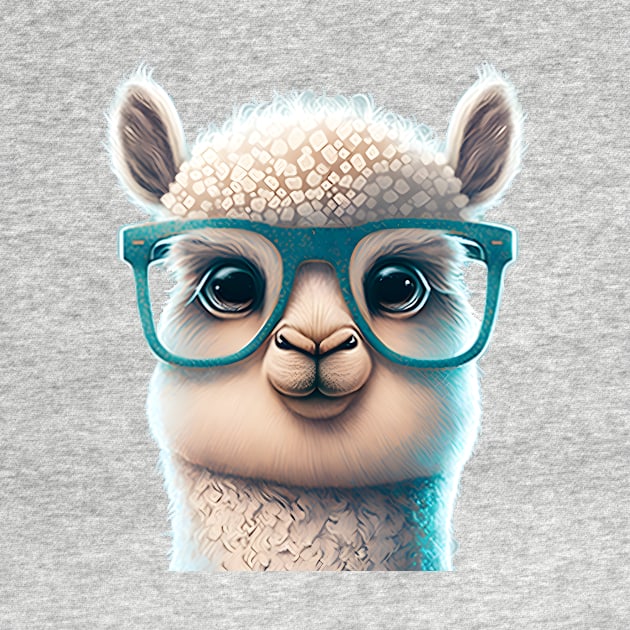 Clever cute cartoon - Lama,Alpaka with glasses by MLArtifex